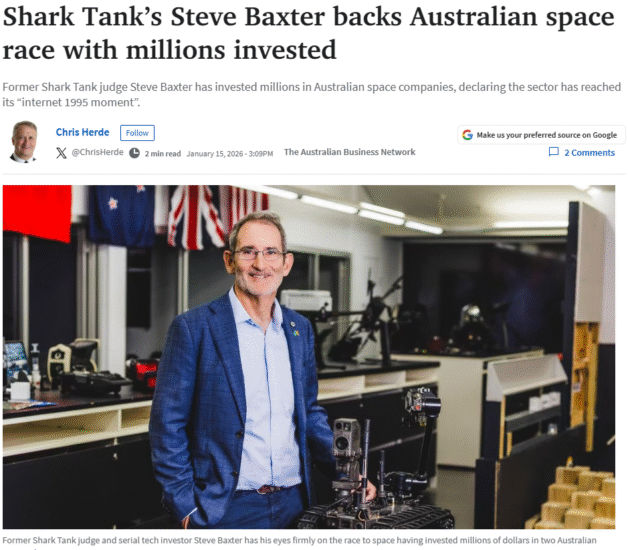 Steve Baxter backs Australian space firms with $4m investment